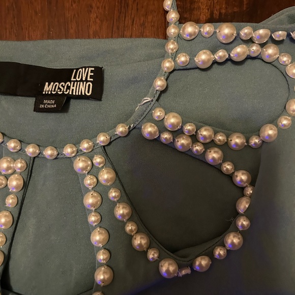 Blue Love moschino beaded blouse top size 2 - Picture 2 of 7